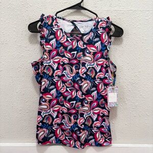Stella Parker Sport Ruffle Paisley Tank Top NWT XS